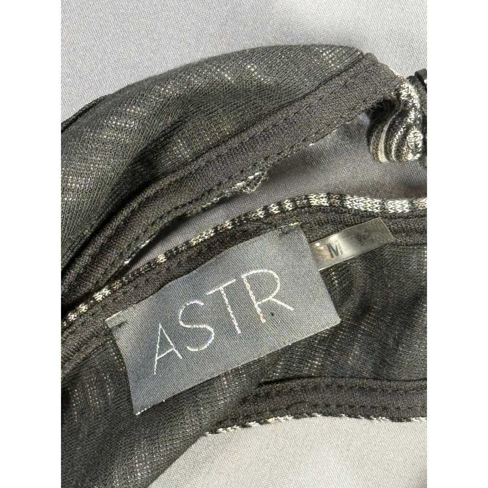 ASTR Black White Striped Halter Neck Midi Dress Sparkle Metallic‎ Size Medium - Picture 4 of 6